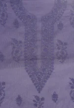 Srajann Hand Embroided Mauve Kota Lucknowi Chikankari Unstitched Kurta Dupatta Set (SLC1413) - Image 9