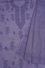 Srajann Hand Embroided Mauve Kota Lucknowi Chikankari Unstitched Kurta Dupatta Set