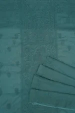 Srajann Hand Embroided Blue Kota Lucknowi Chikankari Unstitched Kurta Dupatta Set