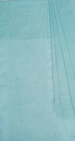 Srajann Hand Embroided Blue Kota Lucknowi Chikankari Unstitched Kurta Dupatta Set (SLC1416) - Image 10