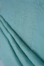 Srajann Hand Embroided Blue Kota Lucknowi Chikankari Unstitched Kurta Dupatta Set (SLC1416) - Image 7