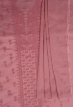 Srajann Hand Embroided Peach Kota Lucknowi Chikankari Unstitched Kurta Dupatta Set (SLC1412) - Image 11