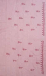 Srajann Hand Embroided Peach Kota Lucknowi Chikankari Unstitched Kurta Dupatta Set (SLC1412) - Image 8