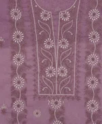Srajann Hand Embroided Purple Kota Lucknowi Chikankari Unstitched Kurta Dupatta Set (SLC1411) - Image 8