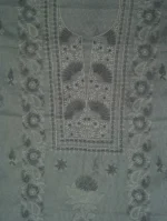 Srajann Hand Embroided Grey Kota Lucknowi Chikankari Unstitched Kurta Dupatta Set (SLC1426) - Image 10