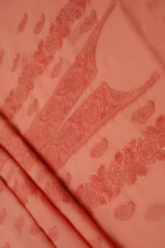 Srajann Hand Embroided Rust Kota Lucknowi Chikankari Unstitched Kurta Dupatta Set