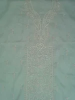 Srajann Hand Embroided Peach Kota Lucknowi Chikankari Unstitched Kurta Dupatta Set (SLC1421) - Image 7