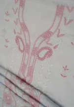 Srajann Hand Embroided Grey Kota Lucknowi Chikankari Unstitched Kurta Dupatta Set (SLC1418) - Image 7