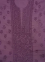 Srajann Hand Embroided Mauve Kota Lucknowi Chikankari Unstitched Kurta Dupatta Set (SLC1419) - Image 8