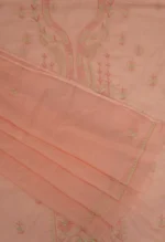 Srajann Hand Embroided Pink Kota Lucknowi Chikankari Unstitched Kurta Dupatta Set (SLC1424) - Image 9