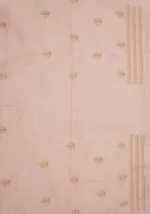 Srajann Hand Embroided Pink Kota Lucknowi Chikankari Unstitched Kurta Dupatta Set (SLC1424) - Image 7