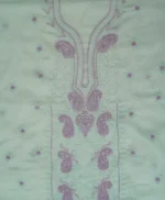 Srajann Hand Embroided Sea Green Kota Lucknowi Chikankari Unstitched Kurta Dupatta Set (SLC1427) - Image 6