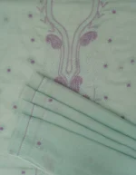 Srajann Hand Embroided Sea Green Kota Lucknowi Chikankari Unstitched Kurta Dupatta Set