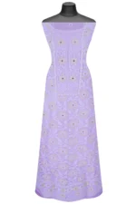 Srajann Hand Embroided Mauve Organza Lucknowi Chikankari Unstitched Kurta Dupatta Set (SLC1860) - Image 4