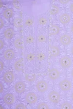 Srajann Hand Embroided Mauve Organza Lucknowi Chikankari Unstitched Kurta Dupatta Set (SLC1860) - Image 6