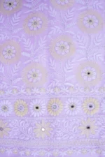 Srajann Hand Embroided Mauve Organza Lucknowi Chikankari Unstitched Kurta Dupatta Set (SLC1860) - Image 8