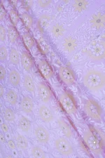 Srajann Hand Embroided Mauve Organza Lucknowi Chikankari Unstitched Kurta Dupatta Set (SLC1860) - Image 11