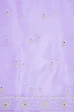 Srajann Hand Embroided Mauve Organza Lucknowi Chikankari Unstitched Kurta Dupatta Set (SLC1860) - Image 12