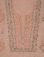 Srajann Hand Embroided Grey, Peach Linen Lucknowi Chikankari Unstitched Kurta Dupatta Set (SLC1802) - Image 6