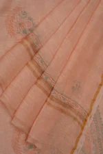 Srajann Hand Embroided Grey, Peach Linen Lucknowi Chikankari Unstitched Kurta Dupatta Set (SLC1802) - Image 9