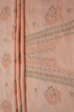Srajann Hand Embroided Grey, Peach Linen Lucknowi Chikankari Unstitched Kurta Dupatta Set (SLC1802) - Image 11