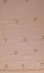 Srajann Hand Embroided Grey, Peach Linen Lucknowi Chikankari Unstitched Kurta Dupatta Set (SLC1802) - Image 13