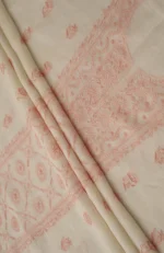 Srajann Hand Embroided Fawn Linen Lucknowi Chikankari Unstitched Kurta Dupatta Set (SLC1804) - Image 10