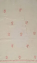 Srajann Hand Embroided Fawn Linen Lucknowi Chikankari Unstitched Kurta Dupatta Set (SLC1804) - Image 11