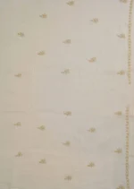 Srajann Hand Embroided Cream Linen Lucknowi Chikankari Unstitched Kurta Dupatta Set (SLC1807) - Image 13