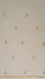 Srajann Hand Embroided Cream Linen Lucknowi Chikankari Unstitched Kurta Dupatta Set (SLC1807) - Image 12