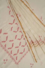 Srajann Hand Embroided white Linen Lucknowi Chikankari Unstitched Kurta Dupatta Set (SLC1808) - Image 6