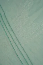Srajann Hand Embroided Sea Green Linen Lucknowi Chikankari Unstitched Kurta Dupatta Set (SLC1813) - Image 10