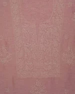 Srajann Hand Embroided Pink Linen Lucknowi Chikankari Unstitched Kurta Dupatta Set (SLC1820) - Image 5