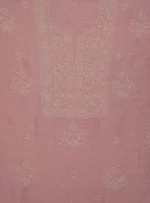 Srajann Hand Embroided Pink Linen Lucknowi Chikankari Unstitched Kurta Dupatta Set (SLC1820) - Image 6