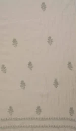 Srajann Hand Embroided white Mul Chanderi Lucknowi Chikankari Unstitched Kurta Dupatta Set (SLC1822) - Image 8