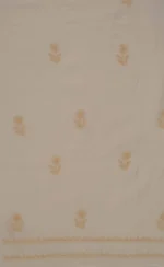 Srajann Hand Embroided Fawn Mul Chanderi Lucknowi Chikankari Unstitched Kurta Dupatta Set (SLC1823) - Image 10