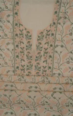 Srajann Hand Embroided white Mul Chanderi Lucknowi Chikankari Unstitched Kurta Dupatta Set (SLC1828) - Image 7