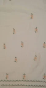 Srajann Hand Embroided white Mul Chanderi Lucknowi Chikankari Unstitched Kurta Dupatta Set (SLC1828) - Image 10