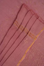 Srajann Hand Embroided Purple Mul Chanderi Lucknowi Chikankari Unstitched Kurta Dupatta Set (SLC1837) - Image 7