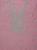 Srajann Hand Embroided Purple Mul Chanderi Lucknowi Chikankari Unstitched Kurta Dupatta Set (SLC1838) - Image 9