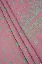 Srajann Hand Embroided Purple Mul Chanderi Lucknowi Chikankari Unstitched Kurta Dupatta Set (SLC1838) - Image 6