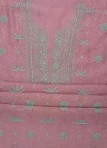 Srajann Hand Embroided Purple Mul Chanderi Lucknowi Chikankari Unstitched Kurta Dupatta Set (SLC1838) - Image 7