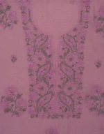 Srajann Hand Embroided Purple Mul Chanderi Lucknowi Chikankari Unstitched Kurta Dupatta Set (SLC1841) - Image 5