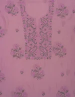 Srajann Hand Embroided Purple Mul Chanderi Lucknowi Chikankari Unstitched Kurta Dupatta Set (SLC1841) - Image 6