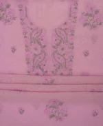 Srajann Hand Embroided Purple Mul Chanderi Lucknowi Chikankari Unstitched Kurta Dupatta Set (SLC1841) - Image 9