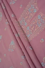 Srajann Hand Embroided Purple Mul Chanderi Lucknowi Chikankari Unstitched Kurta Dupatta Set (SLC1842) - Image 8