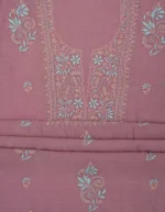 Srajann Hand Embroided Purple Mul Chanderi Lucknowi Chikankari Unstitched Kurta Dupatta Set (SLC1842) - Image 9
