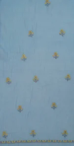 Srajann Hand Embroided Blue Mul Chanderi Lucknowi Chikankari Unstitched Kurta Dupatta Set (SLC1844) - Image 10