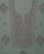 Srajann Hand Embroided Grey Mul Chanderi Lucknowi Chikankari Unstitched Kurta Dupatta Set (SLC1847) - Image 5