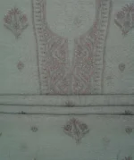 Srajann Hand Embroided Grey Mul Chanderi Lucknowi Chikankari Unstitched Kurta Dupatta Set (SLC1847) - Image 7